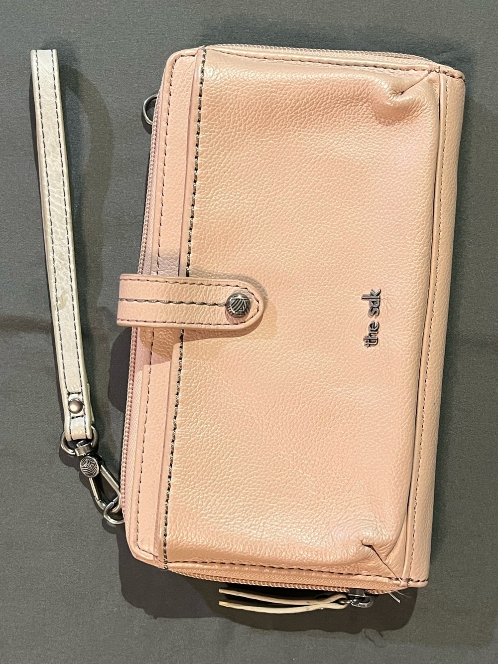 The Sak Pebbled Leather Organizer Wallet, Blush Pink, Wristlet